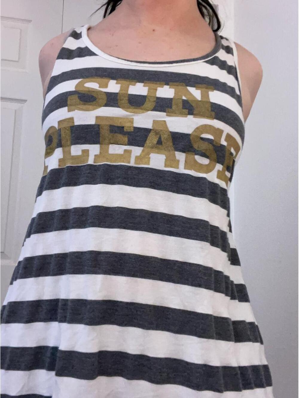 striped mini dress with graphic slogan